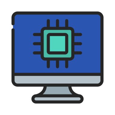 Bilgisayar Web simgesi çizimindeki çip