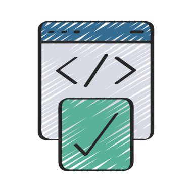 Kod Onaylanmış Web simgesi vektör illüstrasyonu