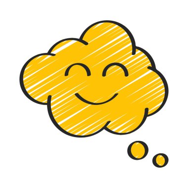 Mutlu Düşünceler Simgesi Basit Vektör İllüstrasyonu