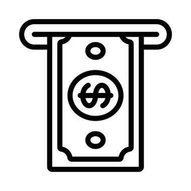 Cash Note Geri Çekme Simgesi Basit Vektör İllüstrasyonu