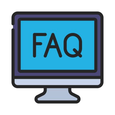 SSS Bilgisayar Ekran simgesi, vektör illüstrasyonu 