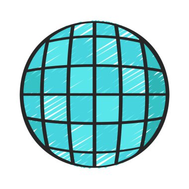 Beyaz arkaplanda Disko Topu düz illüstrasyonu    