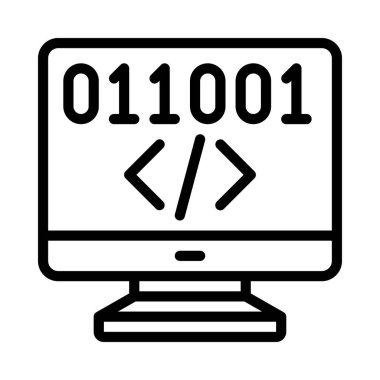 bilgisayar kodlama simgesi, vektör illüstrasyonu 