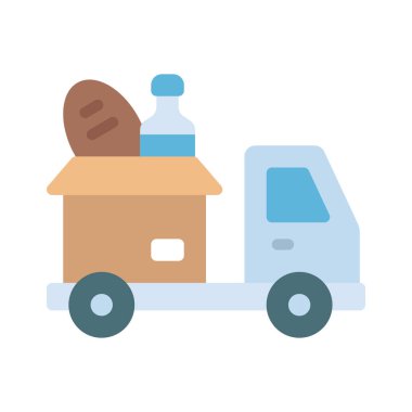 Gıda Bağışı Kamyonu simgesi, vektör illüstrasyonu basit tasarım