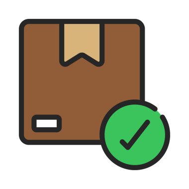 Onaylanmış Parsel simgesi vektör illüstrasyonu