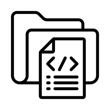 Kod Dosya Dizini simgesi, vektör illüstrasyonu 