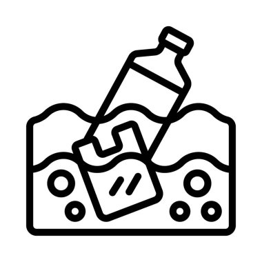 Plastik Okyanus düz simgesi, vektör illüstrasyonu 