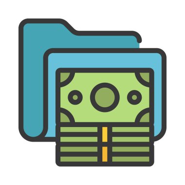 Cash Stack Dizin simgesi, vektör illüstrasyonu 