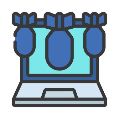 DDOS Laptop Saldırı simgesi, vektör illüstrasyonu 