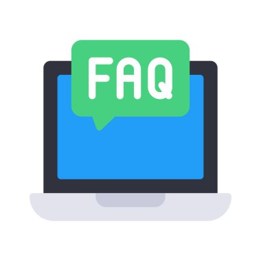 SSS İleti Laptop simgesi, vektör illüstrasyonu 