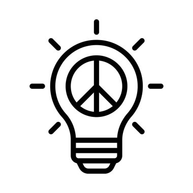 Barış işareti simgesi olan ampul, vektör illüstrasyonu