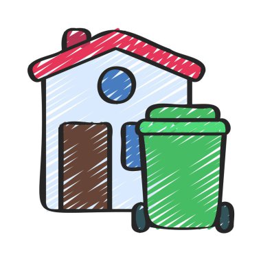 House Bins web simgesi vektör illüstrasyonu