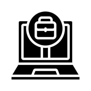 Laptop Görev Arama simgesi, vektör illüstrasyonu 