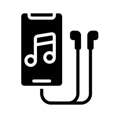 Cep Telefonu Müzik Web simgesi vektör illüstrasyonu