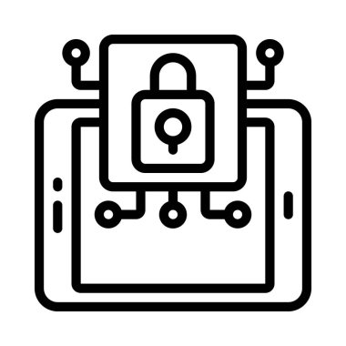 Tablet Güvenlik Web simgesi vektör çizimi
