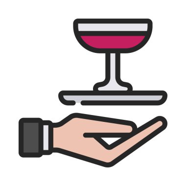 İçecekler Garson Servis Web simgesi vektör illüstrasyonu