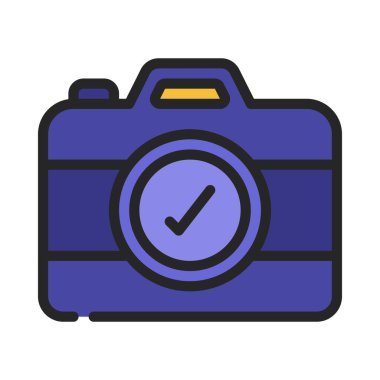 Onaylanmış Fotoğraf Web simgesi vektör illüstrasyonu