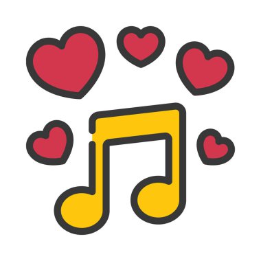 Aşk Müzik Web ikonu vektör illüstrasyonu