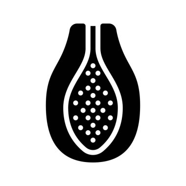 Papaya Meyve Simgesi Basit Vektör İllüstrasyonu