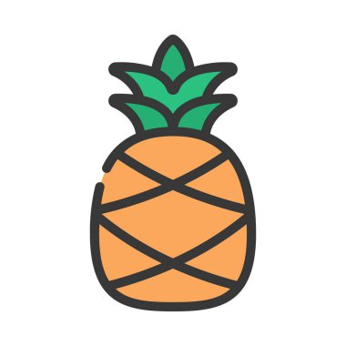 Ananas meyvesi ikonu. Beyaz arkaplanda izole edilmiş web tasarımı için vektör simgesi