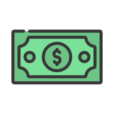 Doları Not düz vektör simgesi