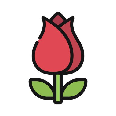 Gül Çiçeği karikatür vektör tasarımı     