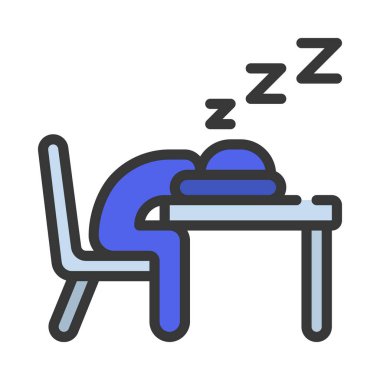 Masa simgesi vektör illüstrasyon tasarımında uyumak