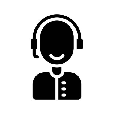 Telekom Desteği İşçi Web simgesi vektör illüstrasyonu