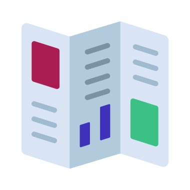 Broşür Tasarımı Simgesi Basit Vektör İllüstrasyonu