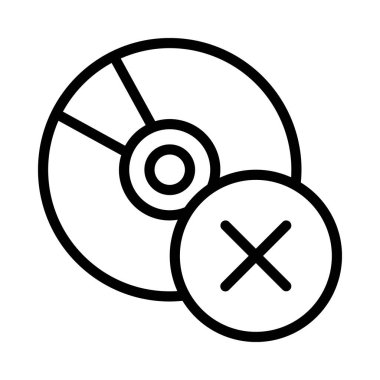 Disk İmha Simgesi Basit Vektör İllüstrasyonu Yok