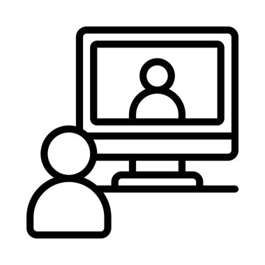 Bilgisayar Konferansı simgesi, vektör illüstrasyonu 