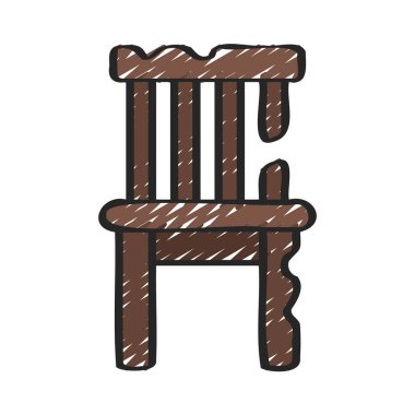 Hasarlı ahşap sandalye simgesi, vektör illüstrasyonu