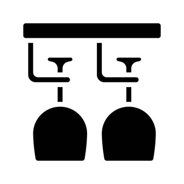 Şarap Cam Rafı Simgesi Basit Vektör İllüstrasyonu