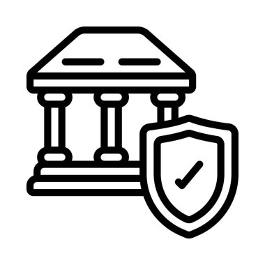 Banka sigorta düz vektör simgesi