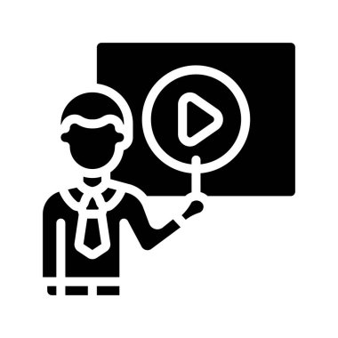 Video Kursu Eğitmeni Simgesi Basit Vektör İllüstrasyonu