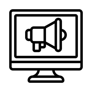 Bilgisayar Pazarlama simgesi, vektör illüstrasyonu 