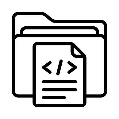 Kod Dosya Dizini simgesi, vektör illüstrasyonu 