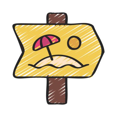 Plaj İşareti Web simgesi vektör çizimi