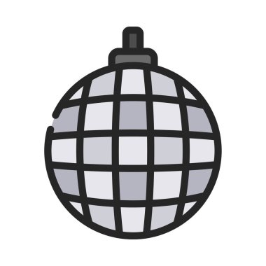 Beyaz arkaplanda Disko Topu düz illüstrasyonu    