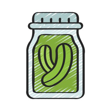 Salatalık Kavanozu Simgesi Basit Vektör İllüstrasyonu