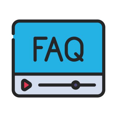 FAQ Video Oynatıcı web simgesi vektör illüstrasyonu