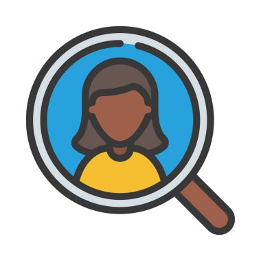 İşe Alma Kadın Arama Web simgesi vektör illüstrasyonu