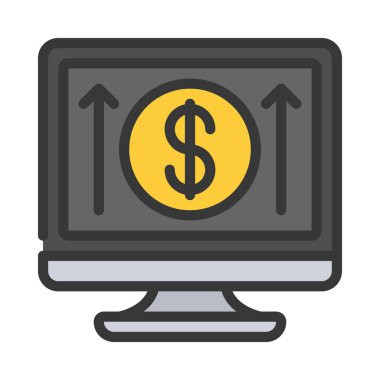 Çevrimiçi kazanç simgesi, düz biçim