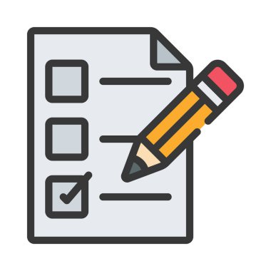 Tik Belgesi Kalem simgesi, vektör illüstrasyonu 