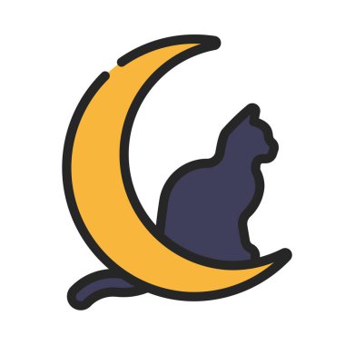 Kedi Ay web simgesi vektör illüstrasyonu