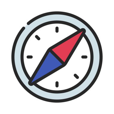 Beyaz arka plan üzerinde pusula simgesini vektör çizim