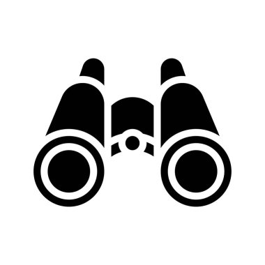 beyaz arkaplanda izole edilmiş dürbün simgesi, vektör illüstrasyonu 