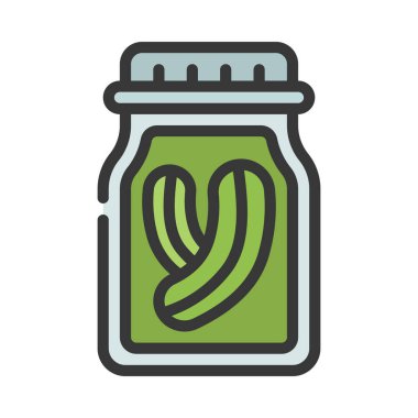 Salatalık Kavanozu Simgesi Basit Vektör İllüstrasyonu