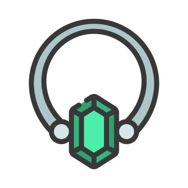 Gem Kolye simgesi tasarım vektörü illüstrasyonu 