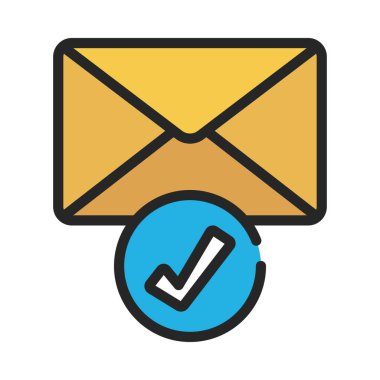 Mark E- posta simgesini, vektör illüstrasyonunu kontrol et